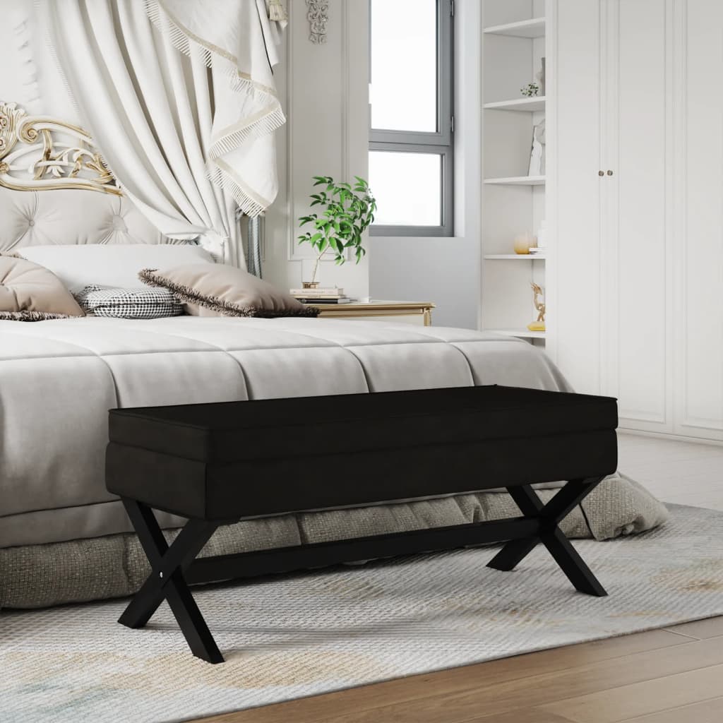 vida XL Hocker mit Stauraum Schwarz 110x 45x 49 cm Samt