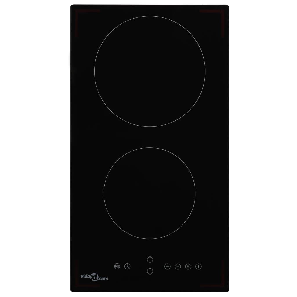 TopSellers-Ceramic Hob Black 2 Burners - Touch Control 3000W Kitchen Safety