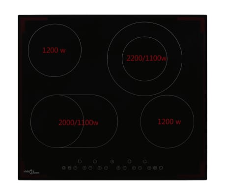 vidaXL Ceramic Hob with 4 Burners Touch Control 6600 W