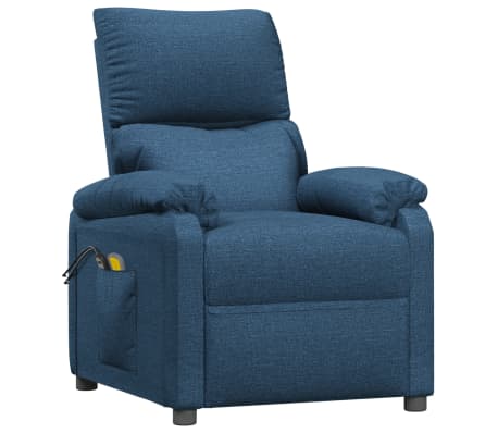 vidaXL Elektrinis masažinis krėslas, mėlynos spalvos, audinys