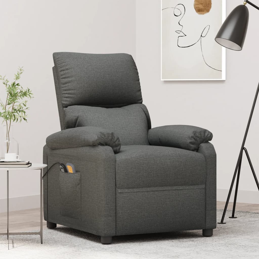 vida XL Massagesessel mit Aufstehhilfe Dunkelgrau Stoff