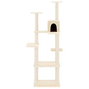Škrabadlo pro kočky se sisalovými sloupky krémové 153 cm - obrázek 3