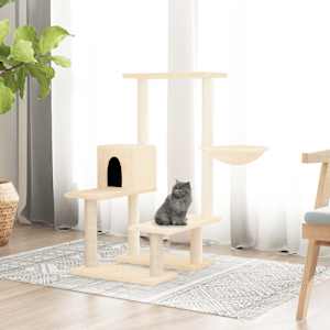 Škrabadlo pro kočky se sisalovými sloupky krémové 94,5 cm - obrázek 1