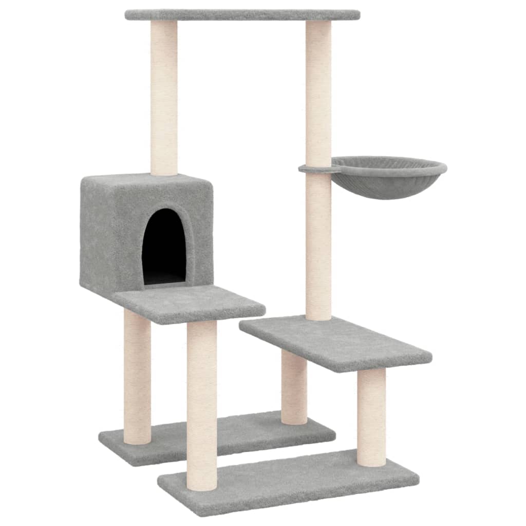 vidaXL Škrabadlo pro kočky se sisalovými sloupky světle šedé 94,5 cm