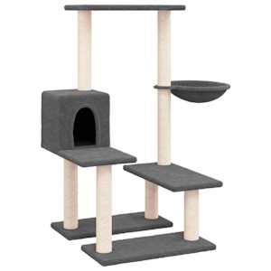 vidaXL kassimaja sisalk&ouml;itega kraapimispuudega, tumehall, 94,5 cm