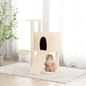 Mačje drevo s praskalniki iz sisala krem 96 cm