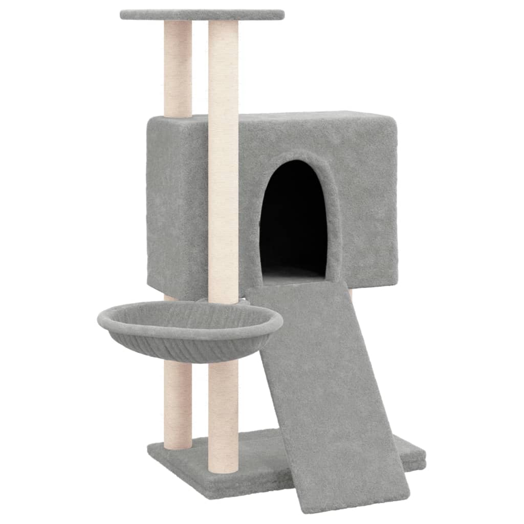 vidaXL Škrabadlo pro kočky se sisalovými sloupky světle šedé 96 cm