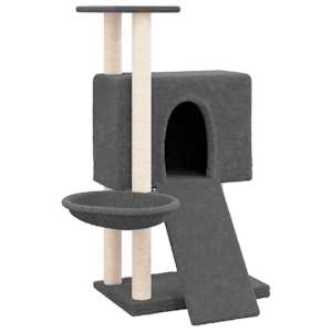 vidaXL kassimaja sisalk&ouml;itega kraapimispuudega, tumehall, 96 cm