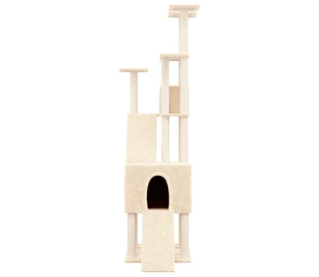 vidaXL Cat Tree Cream Engineered wood, plush, sisal 74.8 in tall