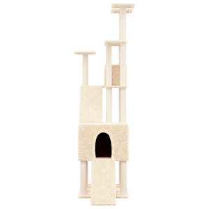 vidaXL Cat Tree Cream Engineered wood, plush, sisal 74.8 in tall