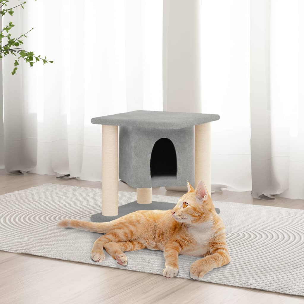 vidaXL Cat Tree with Sisal Scratching Posts Light Grey 37 cm