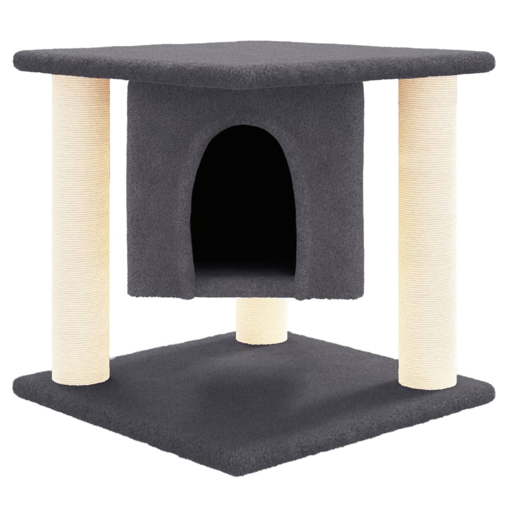 vidaXL Arbre à chat avec griffoirs en sisal Gris foncé 37 cm