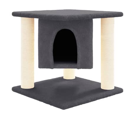 vidaXL Arbre à chat avec griffoirs en sisal Gris foncé 37 cm