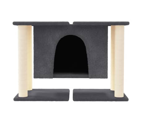 vidaXL Cat Tree Dark Grey Engineered wood, plush, sisal Medium Cat Tree