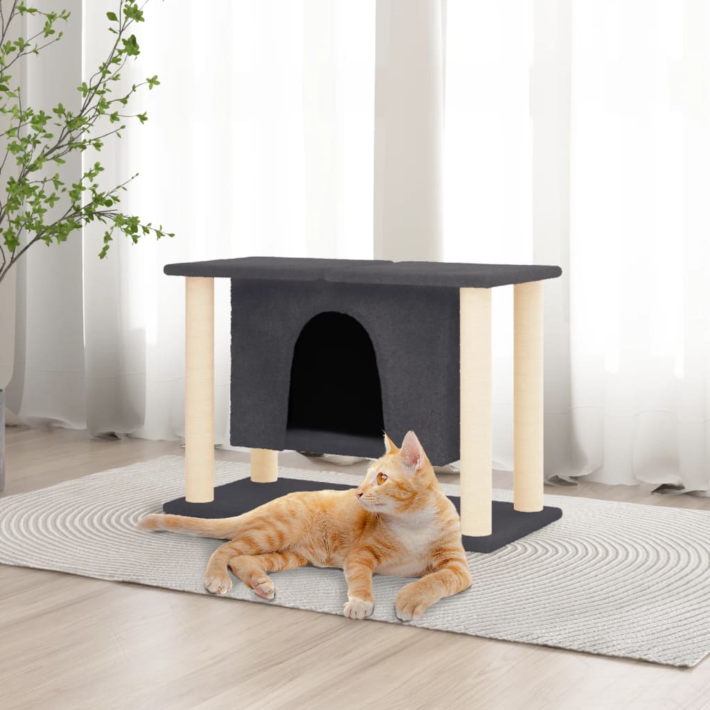 vidaXL Arbre à chat avec griffoirs en sisal Gris foncé 50 cm