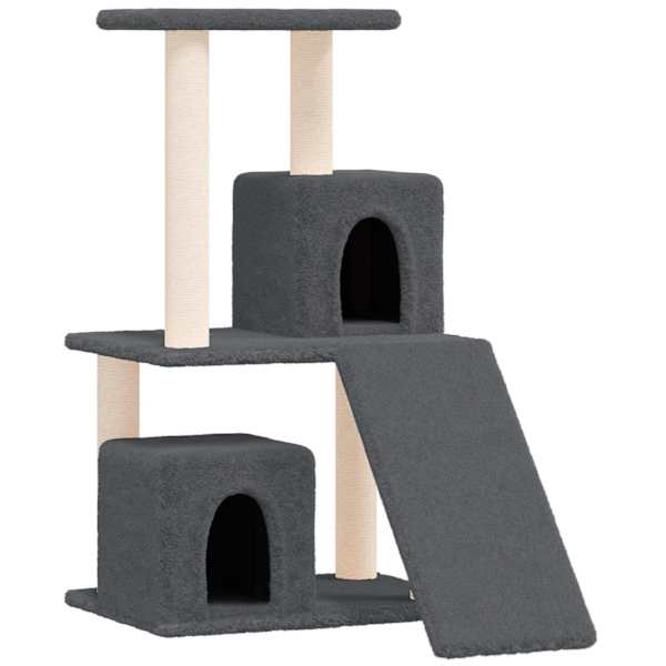 vidaXL kassimaja sisalk&ouml;itega kraapimispuudega, tumehall, 82 cm