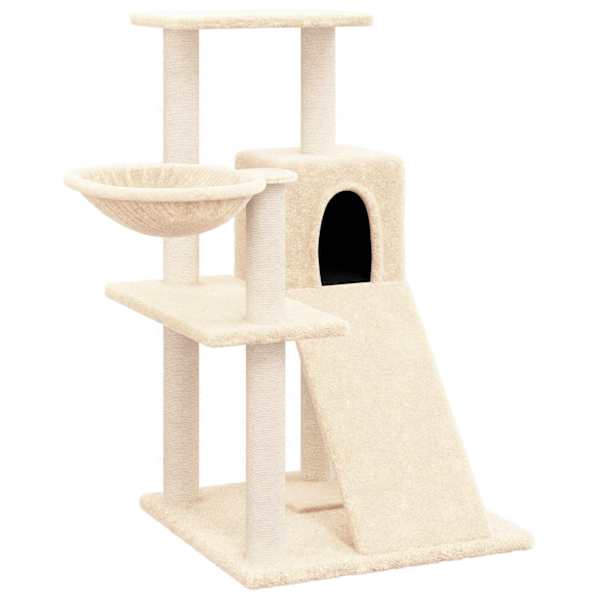 vidaXL kassimaja sisalk&ouml;itega kraapimispuuga, kreemjas, 82 cm