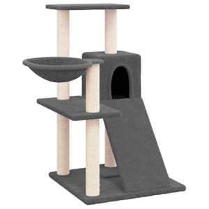 vidaXL kassimaja sisalk&ouml;itega kraapimispuudega, tumehall, 82 cm