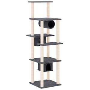 vidaXL kassimaja sisalk&ouml;itega kraapimispuudega, tumehall, 169 cm