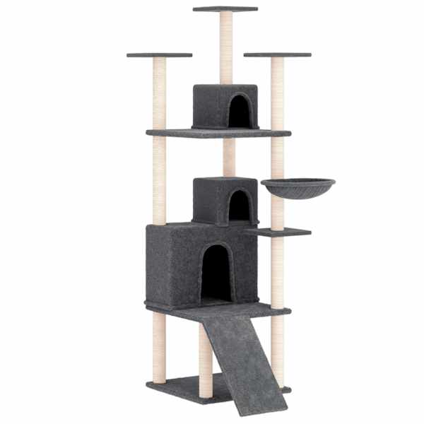 vidaXL kassimaja sisalk&ouml;itega kraapimispuudega, tumehall, 175 cm