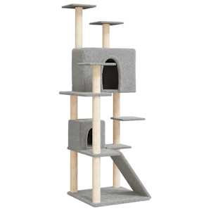 vidaXL kassimaja sisalk&ouml;itega kraapimispuudega, helehall, 153 cm
