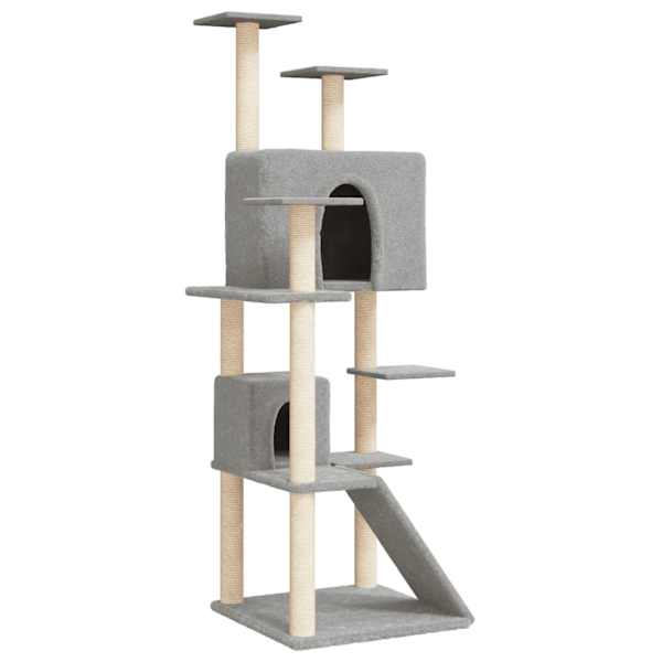 vidaXL kassimaja sisalk&ouml;itega kraapimispuudega, helehall, 153 cm