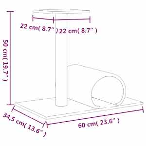 Škrabadlo pro kočky s tunelem krémové 60 x 34,5 x 50 cm - obrázek 7