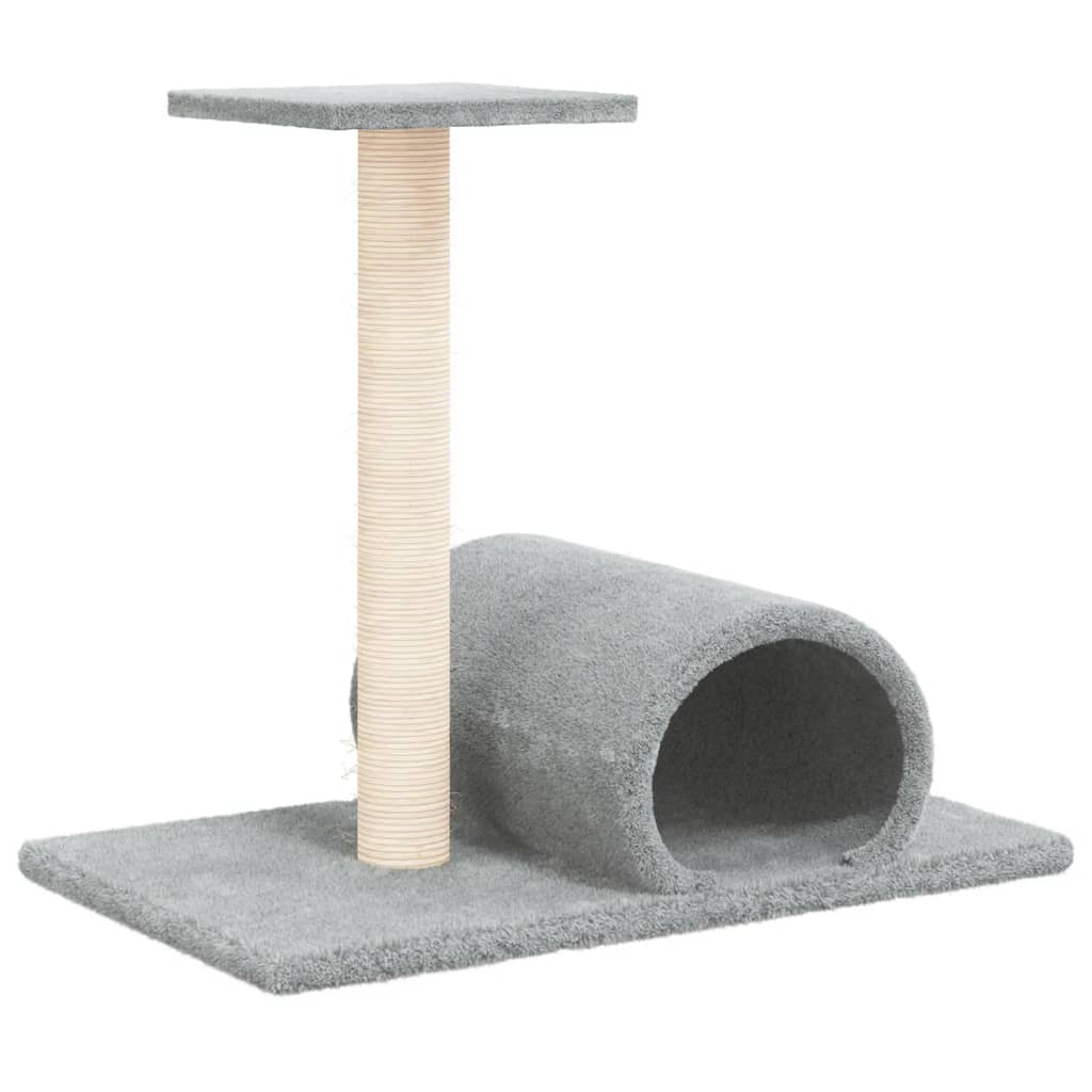 Stâlp zgâriere de pisici cu tunel, gri deschis, 60×34,5×50 cm