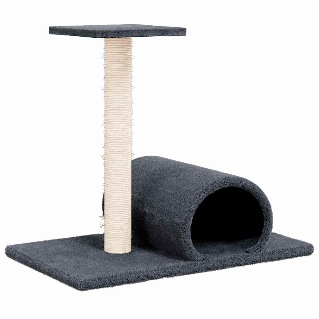 vidaXL Škrabadlo pro kočky s tunelem tmavě šedé 60 x 34,5 x 50 cm