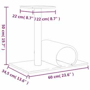 Škrabadlo pro kočky s tunelem tmavě šedé 60 x 34,5 x 50 cm - obrázek 7