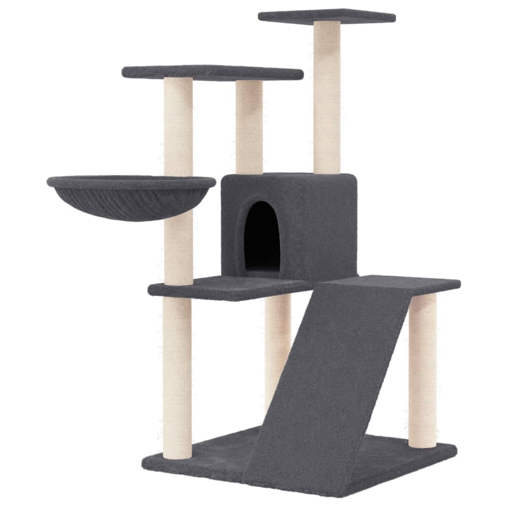vidaXL Škrabadlo pro kočky se sisalovými sloupky tmavě šedé 94 cm