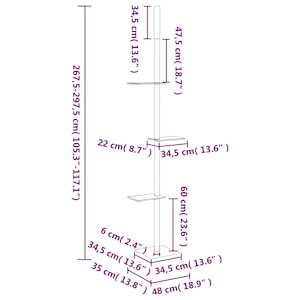 Kočičí strom ke stropu světle šedý 267,5–297,5 cm - obrázek 9