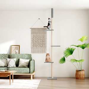 Kočičí strom ke stropu světle šedý 267,5–297,5 cm