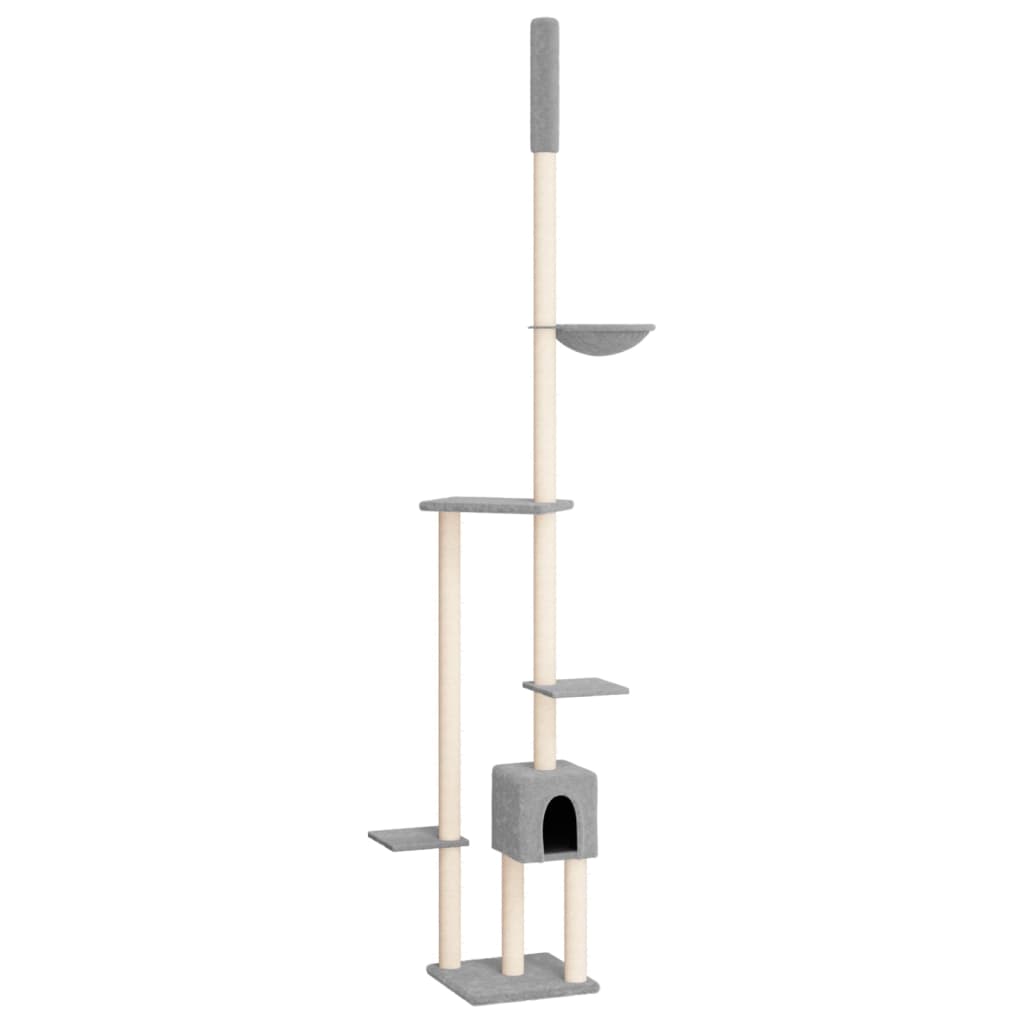vidaXL Kočičí strom ke stropu světle šedý 258,5–284,5 cm