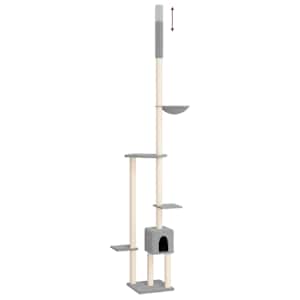 Kočičí strom ke stropu světle šedý 258,5–284,5 cm - obrázek 6