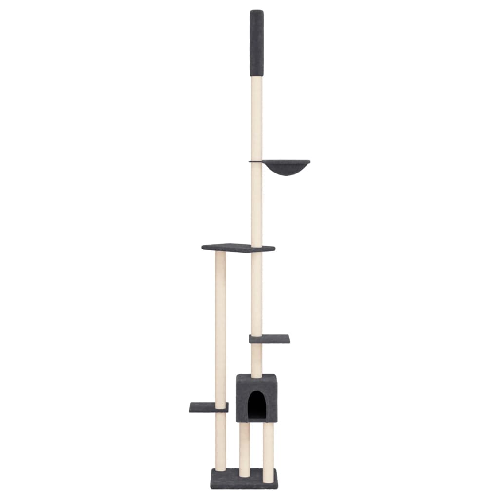 vidaXL Kattenmeubel vloer tot plafond 258,5-284,5 cm donkergrijs afbeelding