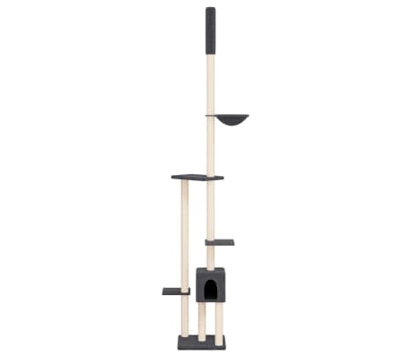 vidaXL &Aacute;rvore gatos altura ajust. ch&atilde;o-teto 258,5-284,5cm cinza-escuro