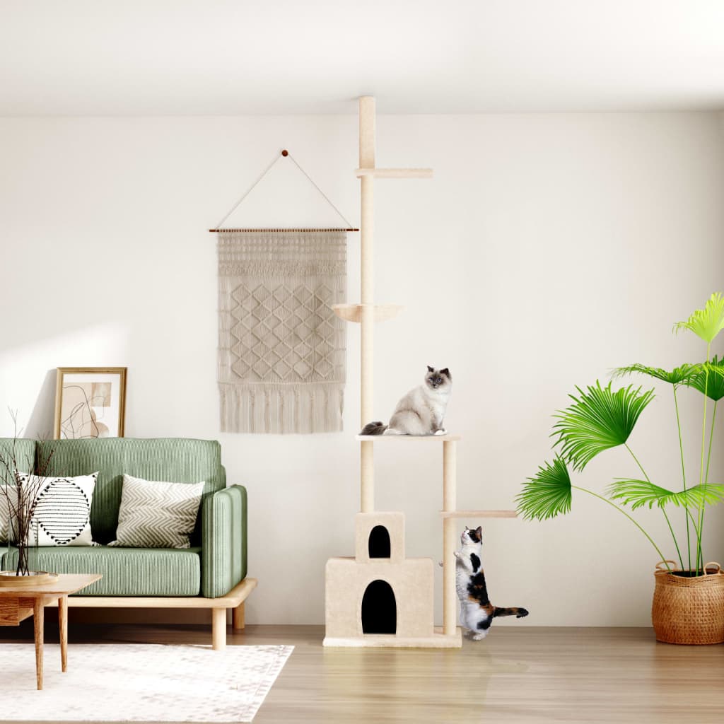 vida XL Kratzbaum Deckenhoch Creme 250,5-276,5 cm