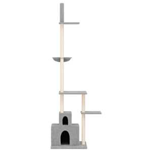 vidaXL Cat Tree Light gray Engineered wood, Plush, Sisal Extra Tall