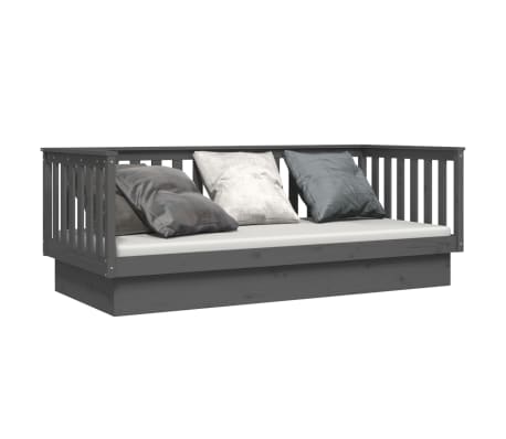 vidaXL Day Bed Grey Solid pine wood 35.4x78.7 in