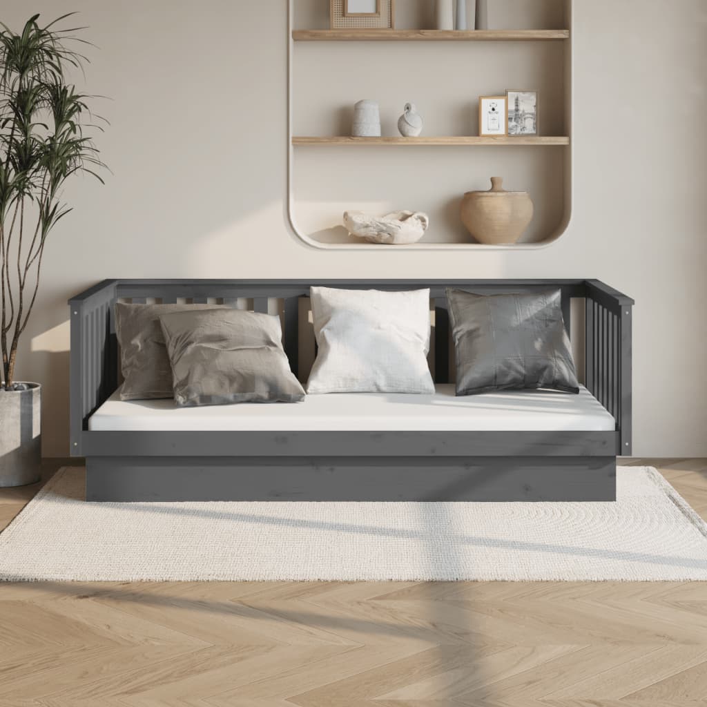 vidaXL daybed 90x200 cm massivt fyrretræ grå