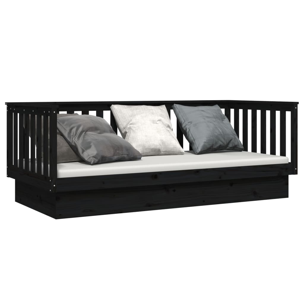 vidaXL daybed 90x200 cm massivt fyrretræ sort