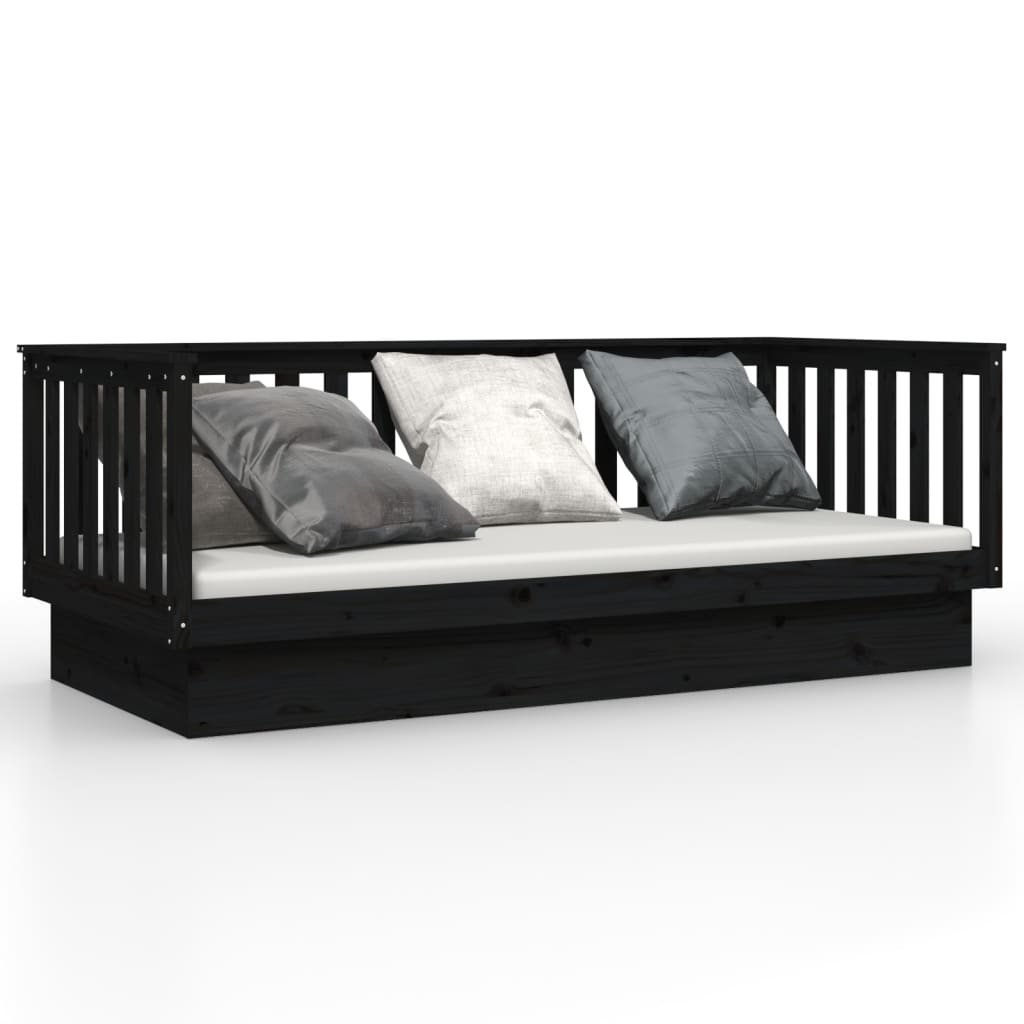 E-shop vidaXL Denná posteľ čierna 100x200 cm borovicový masív