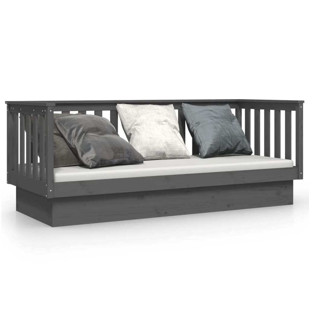vidaXL Slaapbank 75x190 cm massief grenenhout grijs