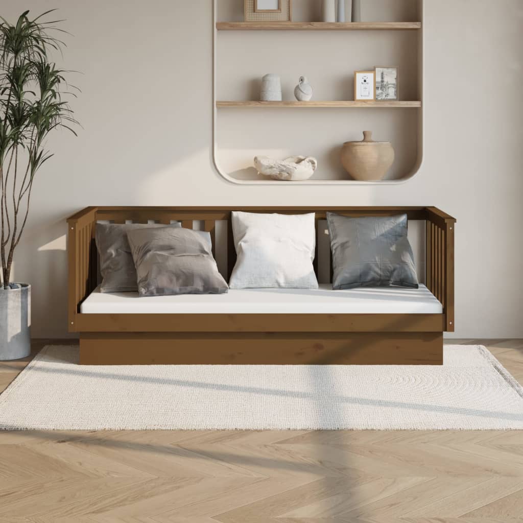 vidaXL daybed 75x190 cm massivt fyrretræ gyldenbrun