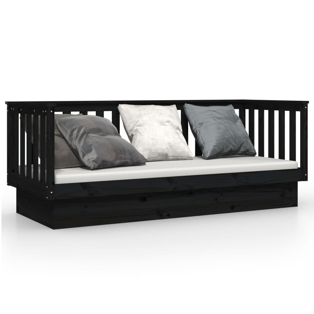 E-shop vidaXL Denná posteľ čierna 75x190 cm borovicový masív