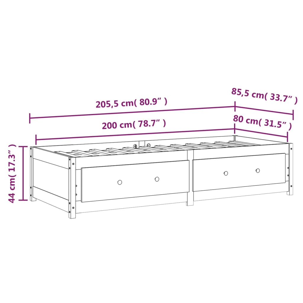 Válenda šedá 80 x 200 cm masivní borové dřevo