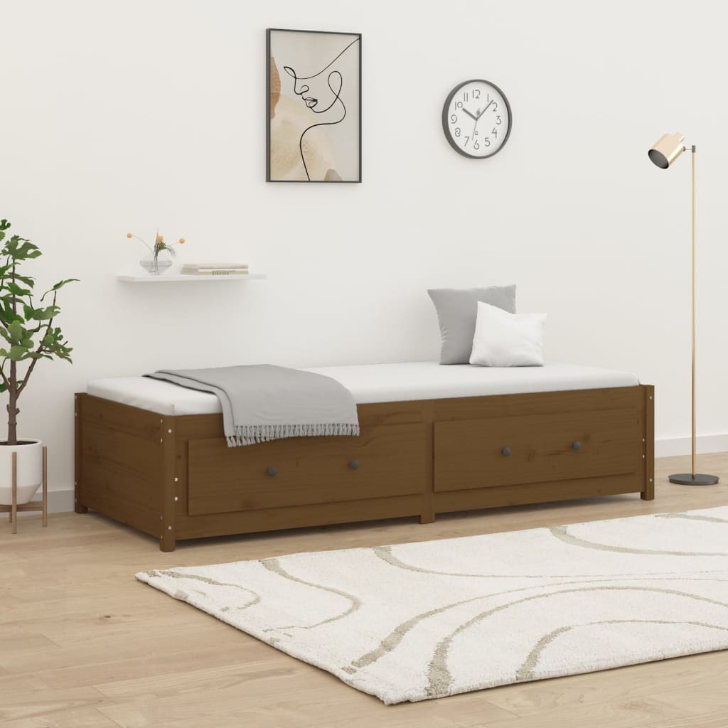 vidaXL daybed 90x200 cm massivt fyrretræ gyldenbrun