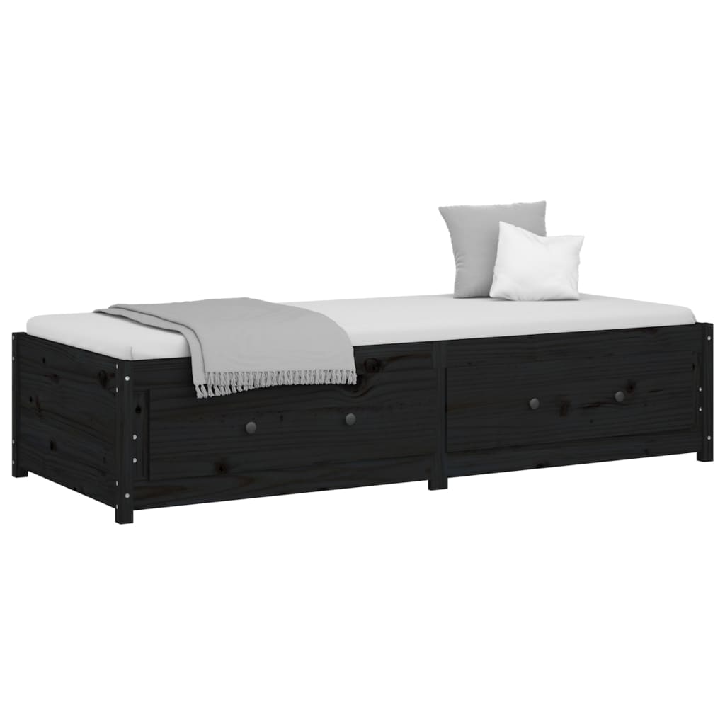 vidaXL Day Bed Black 90x200 cm Solid Wood Pine