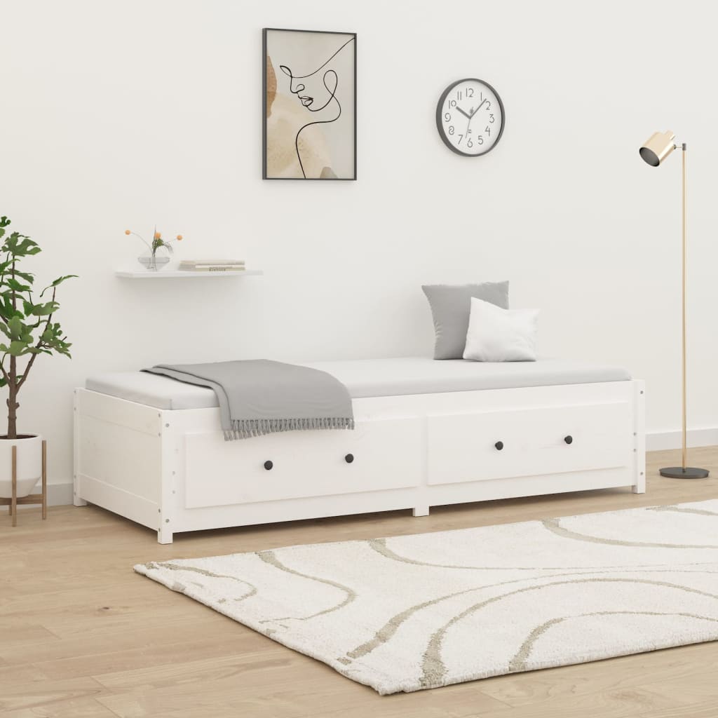 Tagesbett Weiß 90×190 cm Massivholz Kiefer